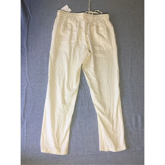 Womens HatAndBeyond Linen Pants Size XL 100% Linen Cream Color Drawstring Waist - Picture 2 of 2